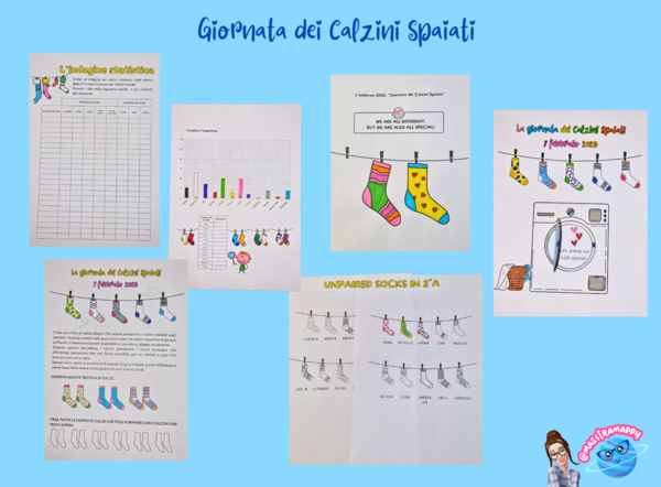 PACCHETTO GIORNATA DEI CALZINI SPAIATI (MATEMATICA, INGLESE, ARTE) 🧦