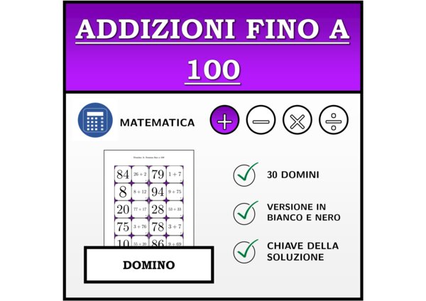 Domino | Addizioni fino a 100 | Attività Matematica