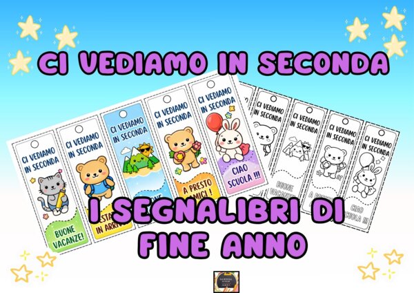 I Segnalibri di Fine Anno: "Ci vediamo in seconda!", a colori e in bianco e nero