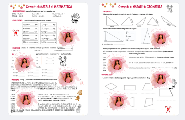 Compiti di Natale - Matematica e Geometria (classe 5°)