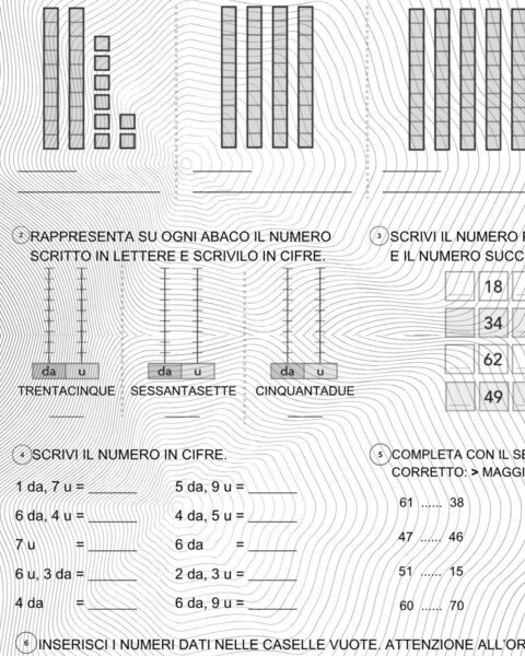 Verifica di matematica (numeri fino a 70) - classe seconda
