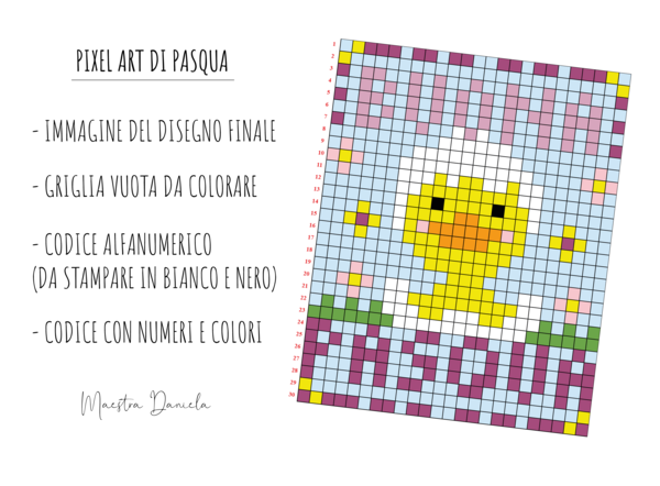 Pixel art di Pasqua con pulcino