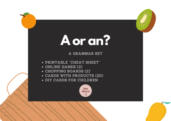A or AN? Articles for young learners (grammar games)
