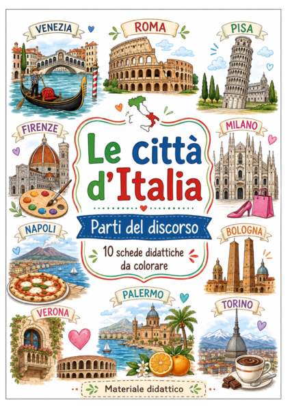 10 schede didattiche – parti del discorso | Le città d’Italia