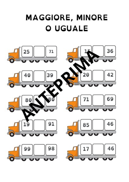 CONFRONTO FRA NUMERI - ENTRO IL 100