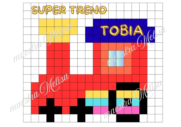 Pixel art trenino Tobia - guidata