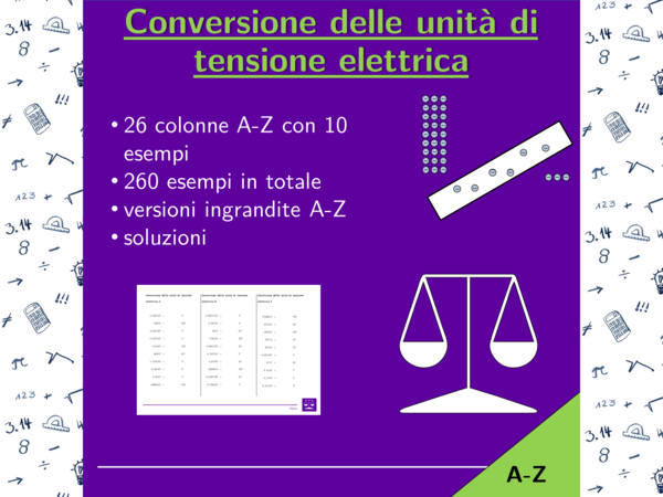 Conversione delle unità di tensione elettrica | fisica | 26 colonne