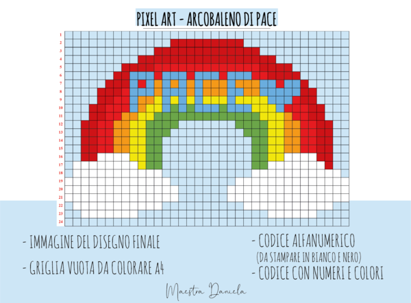 PIXEL ART ARCOBALENO DI PACE – GIORNATA INTERNAZIONALE DELLA PACE – 21 SETTEMBRE