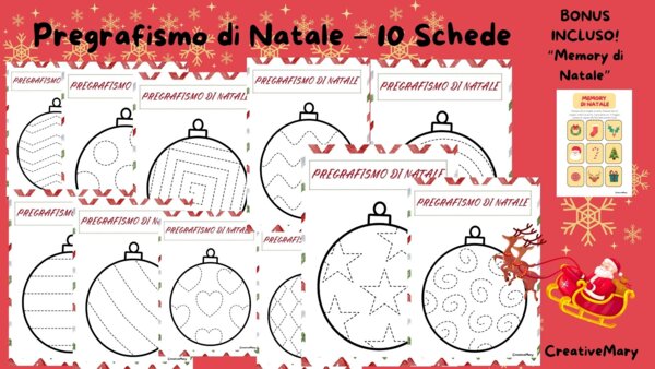 Pregrafismo di Natale – 10 Schede + Memory in regalo