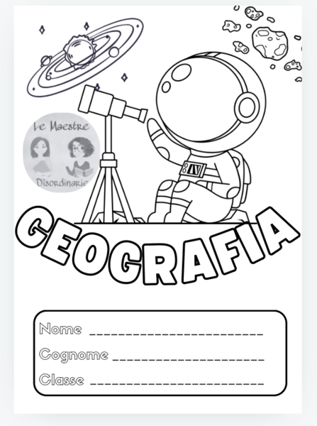 Copertina a tema spaziale quaderno di geografia