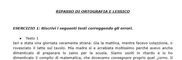 Schede per il ripasso grammaticale e lessicale