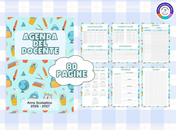 Agenda del docente settimanale 2026 – 2027 stampabile - tema materiale scolastico