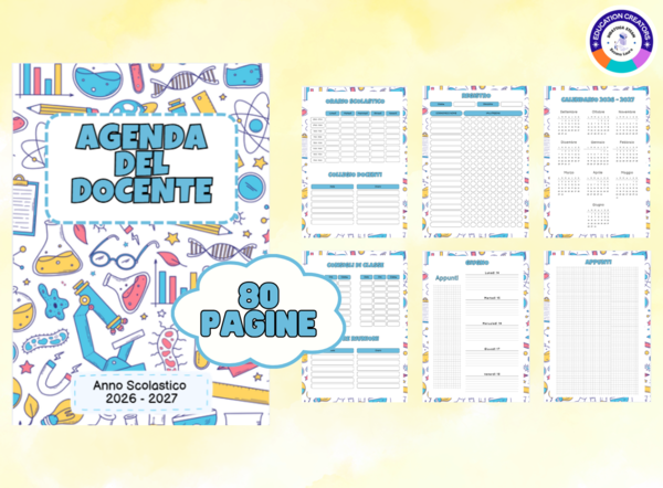 Agenda del docente settimanale 2026 – 2027 stampabile – tema scienze