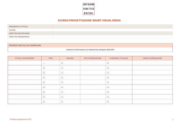 Scheda di progettazione per Smart Visual Media