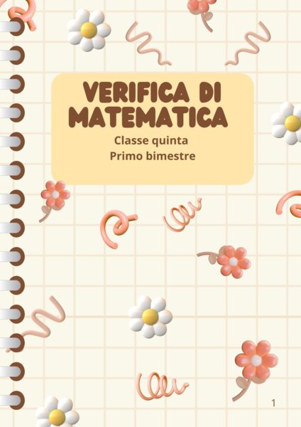 VERIFICA DI PRIMO BIMESTRE CLASSE QUINTA