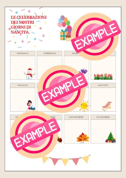 Calendario di compleanno dei nostri studenti, una pagina in formato PDF,