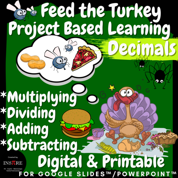 Fall Thanksgiving Math Project Operations with Decimals Project PBL Feed Turkey