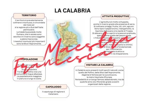 Schema Calabria - geografia - regioni d'Italia - Strumento compensativo per DSA, supporto allo studio