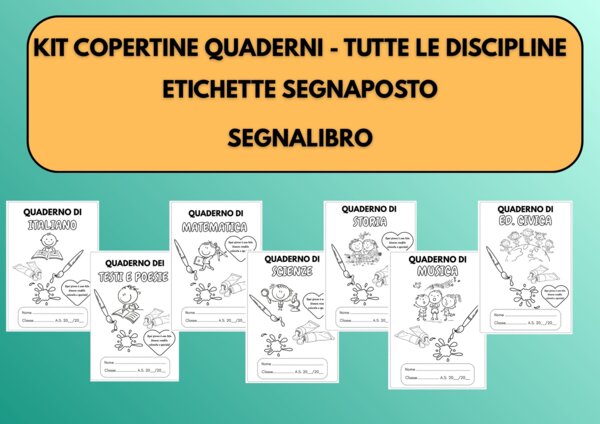 Copertine quaderni - etichette segnaposto - segnalibro