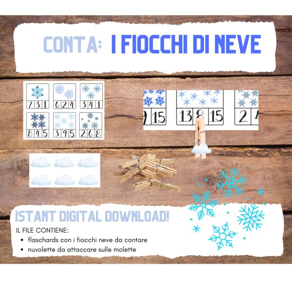 Imparare i numeri giocando_conta i fiocchi di neve con le flashcards!