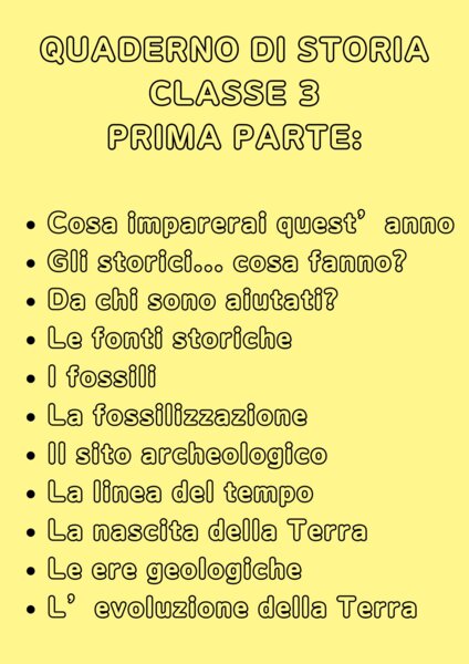 Quaderno STORIA classe 3 - prima parte