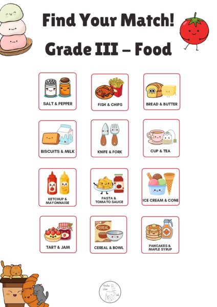 Find Your Match! - Grade 3 - Attività per creare coppie