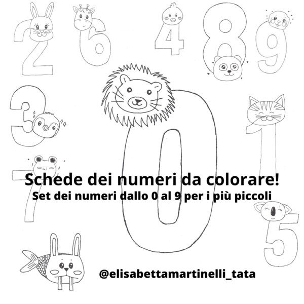 Set di schede dei numeri da colorare