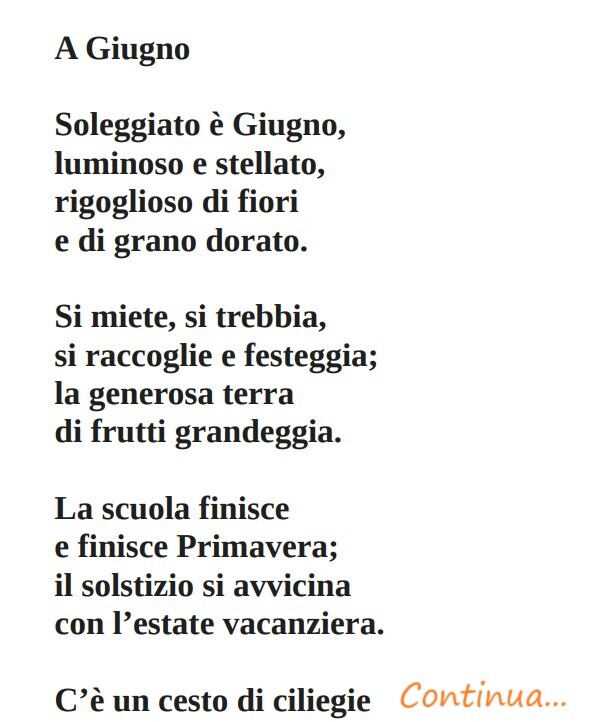 A GIUGNO - Poesia
