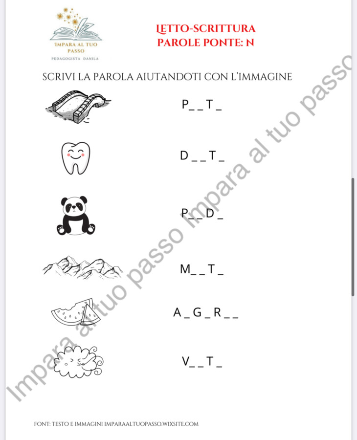 Letto-scrittura con lettere ponte