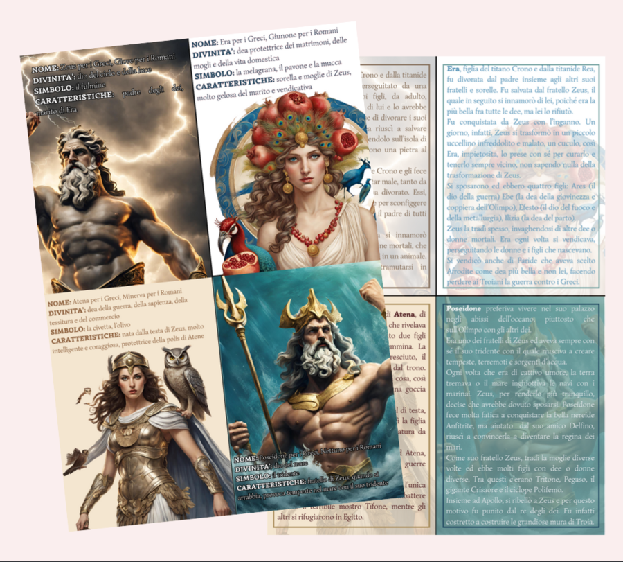 Carte sulle divinità greche e romane