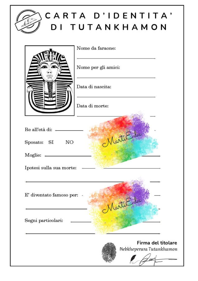 Carta identità Tutankhamon