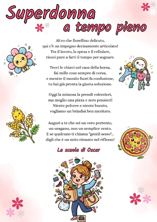 Festa della donna - Filastrocca "Superdonna a tempo pieno"