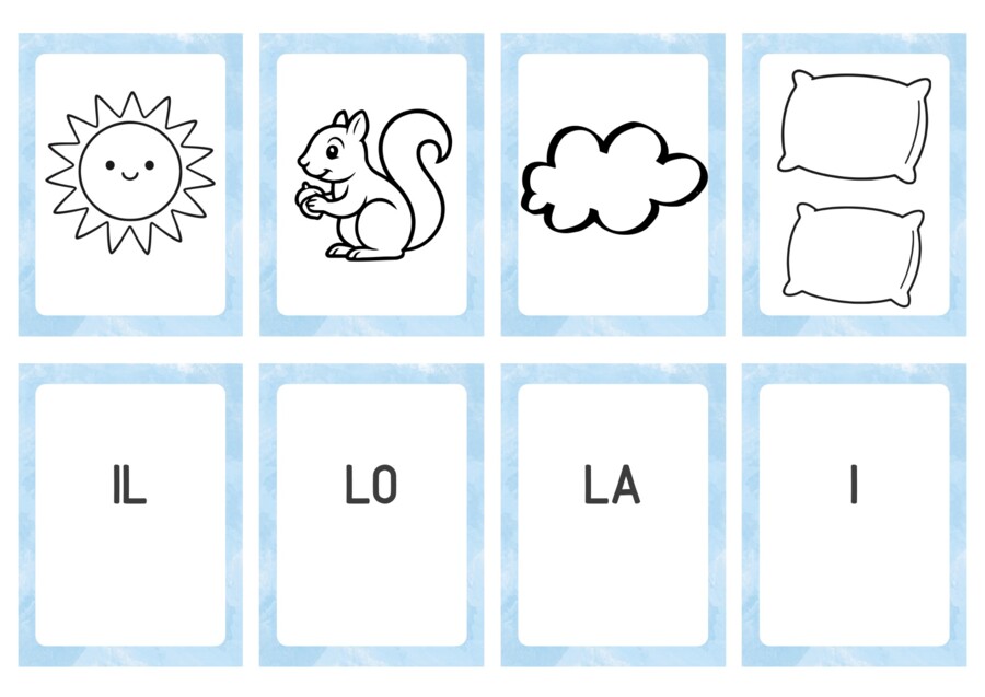 LE FLASH CARD DEGLI ARTICOLI DETERMINATIVI ED INDETERMINATIVI