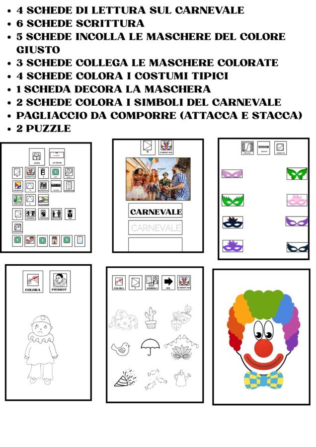 CAA: CARNEVALE scrittura ed esercizi