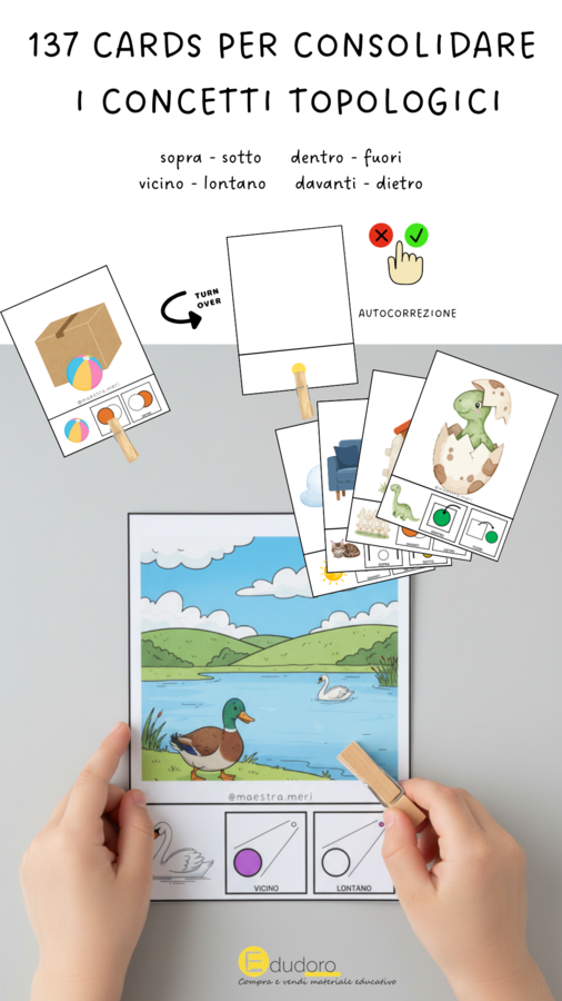 137 Cards autocorrettive - concetti topologici (davanti-dietro, sopra-sotto, vicino-lontano, dentro-fuori)