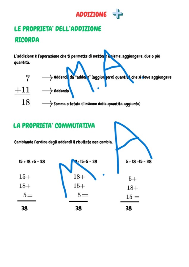 “Le proprietà dell’addizione”