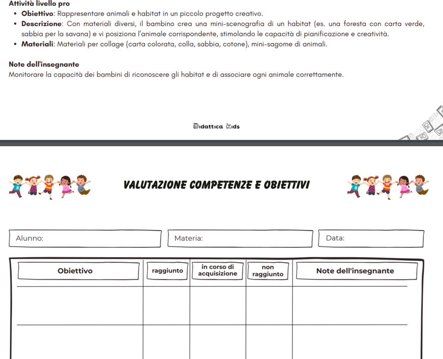 Flashcards + Attività Educative correlate da svolgere in classe