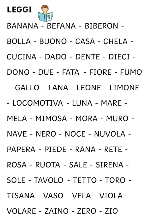 lettura e scrittura di semplici parole