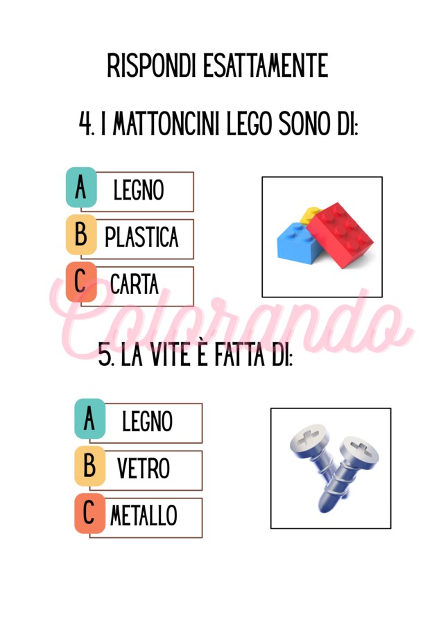 📚 SCHEDE DIDATTICHE SUI MATERIALI SEMPLICE COLORATO E DIVERTENTE
