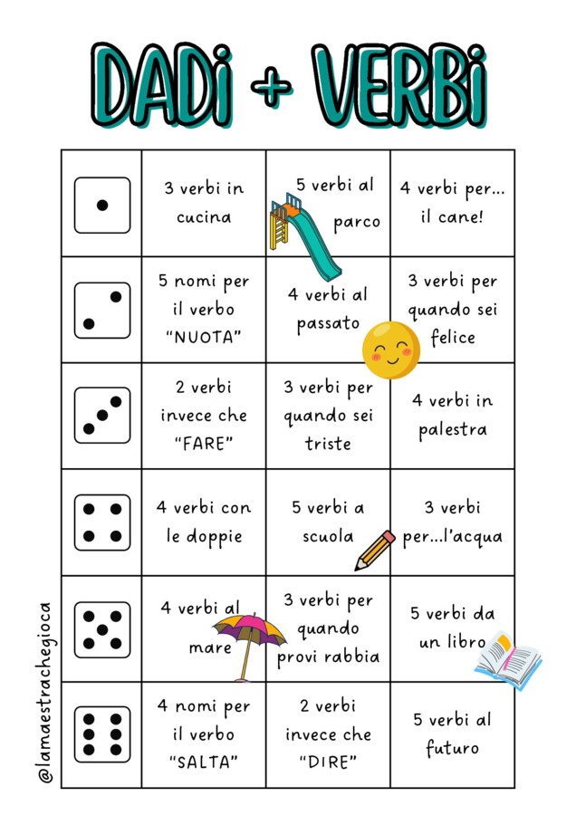 DADI+VERBI per una grammatica finalmente divertente!