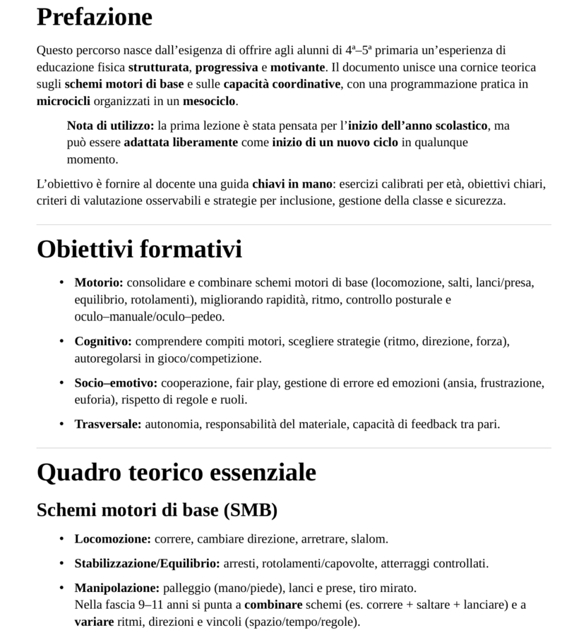 Schemi Motori in Azione – Programmazione 4 Settimane (con Mini Olimpiadi)