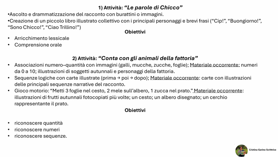 Attività interdisciplinare per la scuola dell'infanzia: "LO SPAVENTAPASSERI CHE IMPARÓ A CAMMINARE"