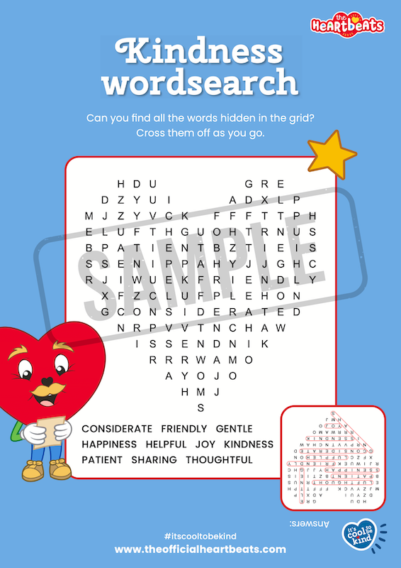 The Heartbeats - Kindness wordsearch