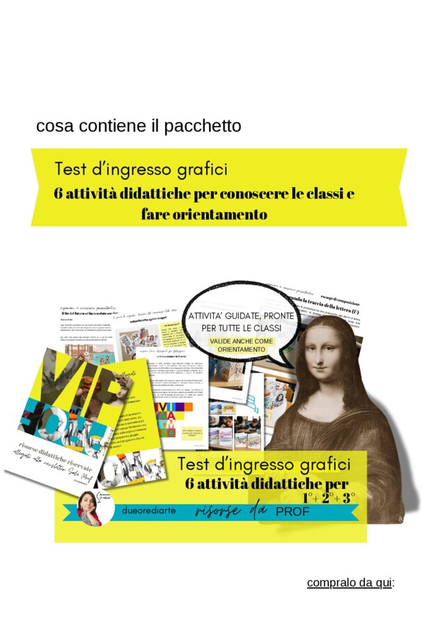 6 laboratori di Arte per test d'ingresso ed orientamento in 1-2-3 media
