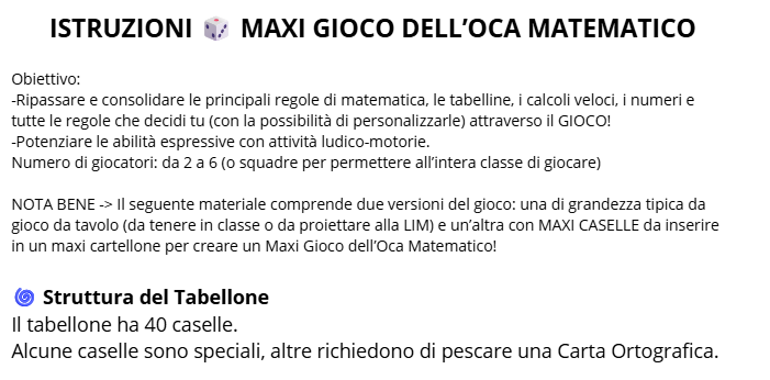 🎲 Maxi Gioco dell’Oca Matematico – Ripassa la matematica GIOCANDO!