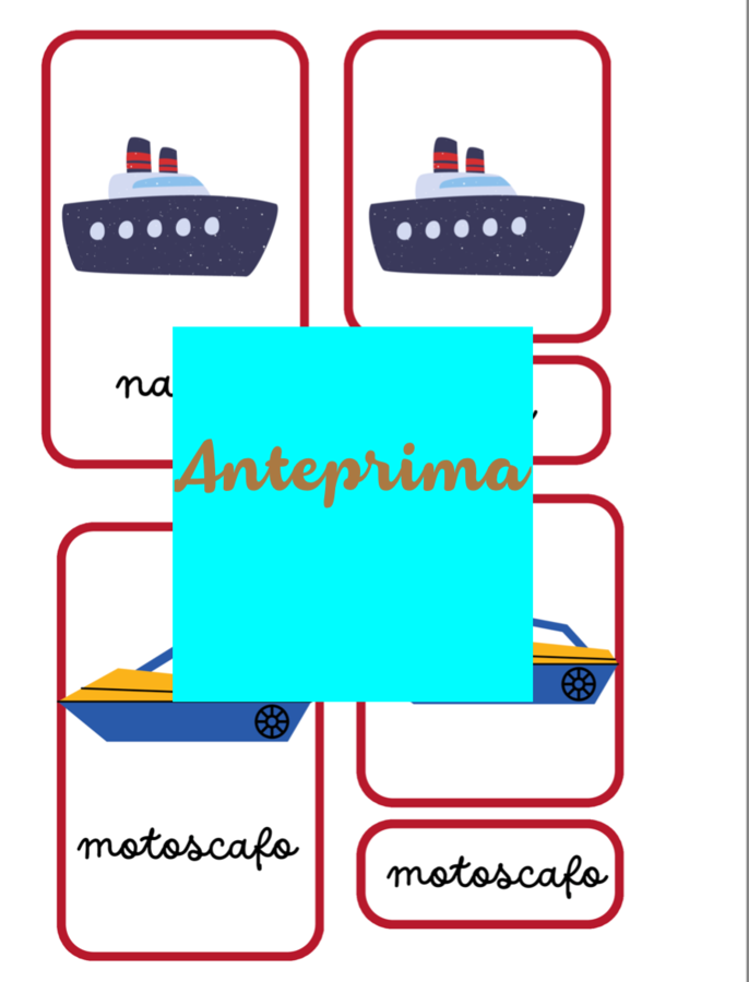 Nomenclatura Montessori-i mezzi che solcano il mare-italiano classe prima e seconda