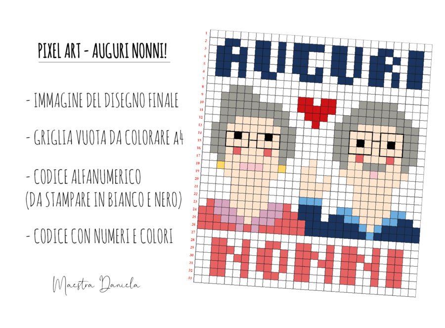 PIXEL ART FESTA DEI NONNI - AUGURI NONNI! 2 OTTOBRE