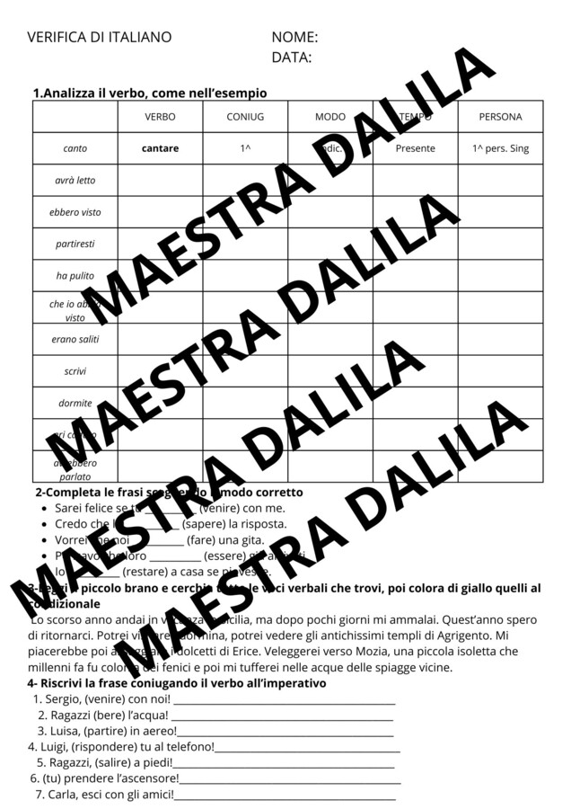 Ripasso di Italiano-verifica di fine quadrimestre