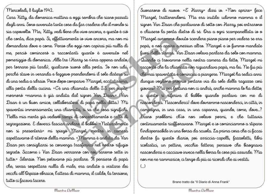 Minibook: il diario di Anne Frank