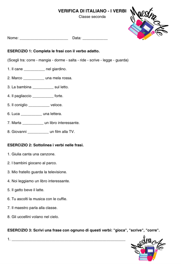 Verifica verbi cl.2